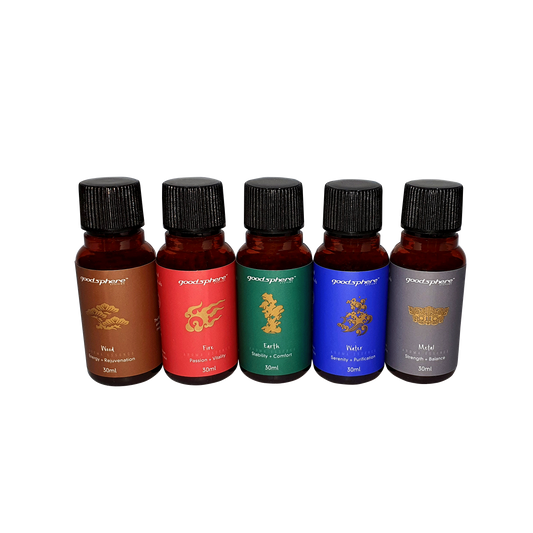 Goodsphere GS-5X30ML-FE Wood, Fire, Water, Metal & Earth - 30ML x 5 Bottles The 5 Elements Collection  Aroma Essence -